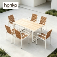 Ensemble de meubles de jardin de luxe pour hôtel et villa, chaises de salle à manger extérieures, ensemble de table et chaises de salle à manger en teck pour l'extérieur