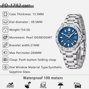 Reloj Mecánico para Hombre PAGANI DESIGN Nuevo GMT, Resistente al Agua 100M, Cristal de Zafiro, Automático, Modelo PD-1792, Reloj Masculino - Product Image 6