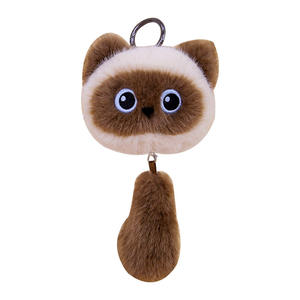 Carino gatto <span class=keywords><strong>Siamese</strong></span> peluche bambola portachiavi piccolo grigio Multi Love coda ciondolo posizione seduta ricamato PP cotone antistress - Product Image 5