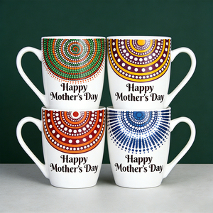 Taza de Cerámica Personalizada con Diseño de Puntos para el Día de la Madre - Taza de Café Blanca de 12 oz con Diseño de Mandala Colorido, Regalo Personalizado para Mamá - Product Image 1