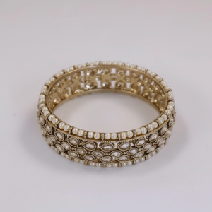 <b>Gold</b> Plated Crystal Stone and Pearl Bracelet <b>Set</b> Elegant and Luxurious <b>Bangles</b> Collection for Women Wedding Party Wear - Product Image 2