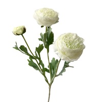 Bunga Ranunculus Sutra Buatan Berkualitas Tinggi 3 Kuntum Bunga Hias untuk Dekorasi Rumah Pesta Pernikahan Warna Dusty Pink