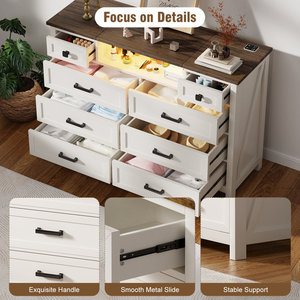 Trắng Tùy Chỉnh Cổ Điển Trang Trại Phong Cách Bằng Gỗ Trang Điểm Vanity Bàn Trang Điểm Tủ Quần Áo Với Gương Cho Phòng Ngủ Với 8 Ngăn Kéo - Product Image 5