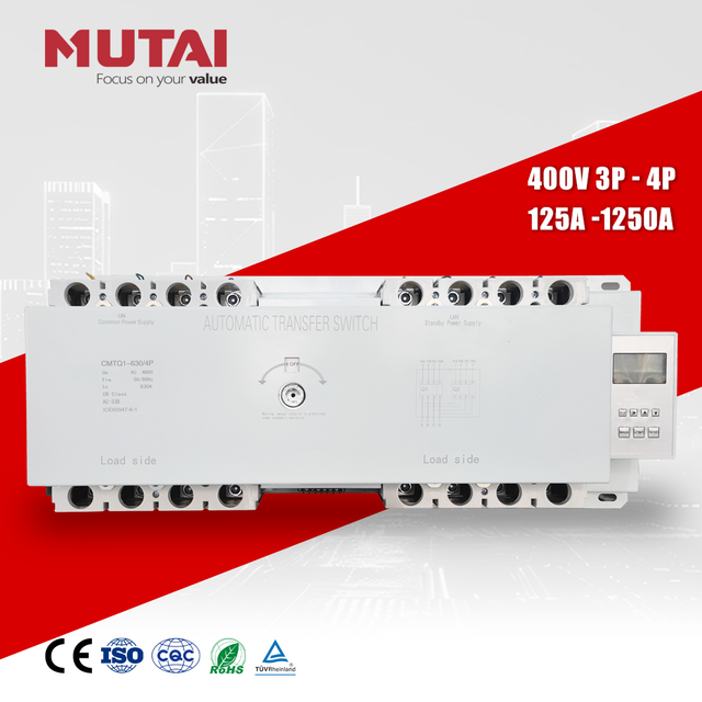 MUTAI Factory 4 Pole AC 630 600 Amps ATS Dual Power Automatic Transfer Change Over Switch With Controller
