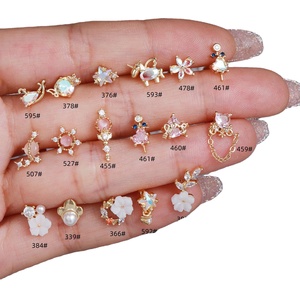 Trang sức xỏ khuyên titan, trang sức vàng thật, khuyên tai Helix, khuyên tai Labret, khuyên tai sụn <span class=keywords><strong>Tragus</strong></span>, khuyên tai dạng ghim dành cho nữ, bán buôn - Product Image 2