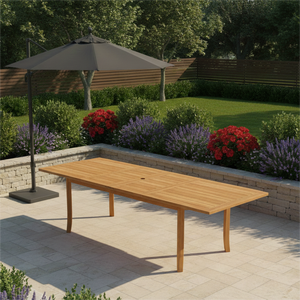 Mesa de Comedor Extensible Moderna y Ligera Vevere con Diseño Plegable de Madera Maciza de Teca para Uso en Exteriores de Villas - Product Image 4