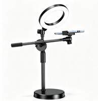 Support de téléphone de bureau avec lumière intégrée, en ABS et acier inoxydable, nouveau style, personnalisable avec logo/emballage