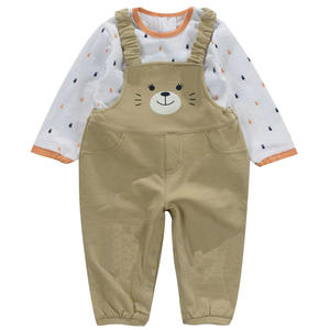 Setelan pakaian bayi perempuan, setelan 2 potong celana tali modis katun organik kustom - Product Image 1