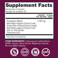 Capsules d'extrait de racine de betterave OEM avec CoQ10 et formule standardisée de nitrate de pépins de raisin pour la circulation et le soutien cardiaque, 60 capsules