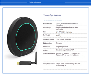 Haut-parleur sans fil avec micro omnidirectionnel à 360°, réduction du bruit, Full Duplex, vente en gros pour Zoom, Teams, <span class=keywords><strong>Skype</strong></span> - Product Image 4