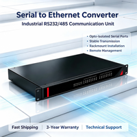 Serveur de périphériques série 1U 19 pouces pour montage en rack, 8 ports, RS232/485 avec isolation galvanique 2,5KV, TCP/UDP et COM virtuel, 12-48V DC
