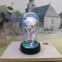 Meilleure Vente 2026 : Boîte à Bijoux Moderne en Plastique avec Rose Artificielle en Feuille d'Or et Éclairage LED Fait Main, Accessoire pour la Saint-Valentin/Fête des Mères