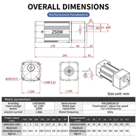 Moteur à engrenages micro AC 250W 220V 380V monophasé triphasé à vitesse fixe avec boîte de vitesses pour machine d'emballage