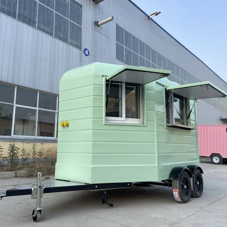 Outdoor mobile food truck trailer full kitchen bubble tea coffee shop mobile bar set cart trolley retro mini food trailer