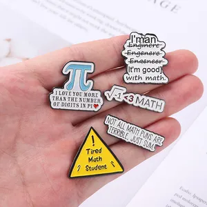 Broche de Metal Chapado en Oro con Diseño de Letras de Aleación, Serie Nueva y Elegante, Venta al por Mayor, Broche con Forma de <span class=keywords><strong>Pi</strong></span> Matemática Europeo Americano - Product Image 2