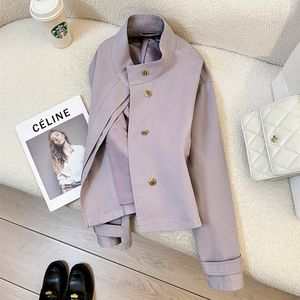 Coral Purple Super Beautiful Short <strong>Trench</strong> <strong>Coat</strong> For <strong>Petite</strong> <strong>Women</strong> 2025 Spring New Korean-Style Fashionable And Elegant Top - Product Image 6