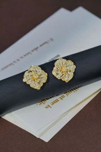 Pendientes de Flor Galsang con Diamantes Naturales de 1.2ct, Oro 18K, Moda Xinfly, Oro Real AU750, Joyería Personalizada para Mujer - Product Image 5