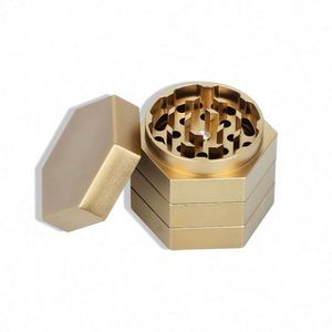 Hexagon 50 mm <b>Herb</b> <b>Grinder</b> 4 Parts Aluminum Metal Custom Logo Smoking Tobacco <b>Grinder</b> - Product Image 3