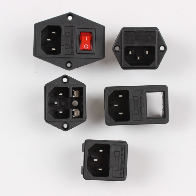 IEC C14 Ac Power Connector Socket with Fuse and Switch for Industrial Machine Male Adapter Connector