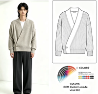 Pull en tricot rétro polyvalent et personnalisé Lin, design élégant, col montant, cardigan, manteau en fourrure pour homme