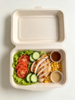 Boîte alimentaire en fibres végétales laminée pour emporter, boîte à lunch jetable personnalisée avec film PP PE PET CPET PLA PBAT EVOH