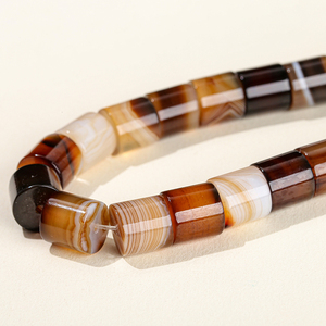 JD Vente en Gros Perles en Pierre Naturelle Forme Cylindrique 12x12mm <span class=keywords><strong>Agate</strong></span> Rayée Café Noire Perles Rondes Libres pour Fabrication de Bijoux - Product Image 2
