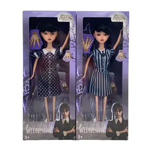 28CM Anime Movie Series Wednesday Addams Pvc Action Figures Doll Toys Children's Birthday Gift