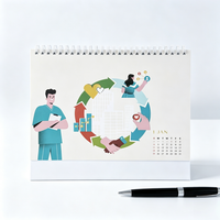 Calendrier 2027 personnalisé en gros, calendrier de bureau 2027 personnalisé à spirale, planificateur cadeau d'entreprise OEM