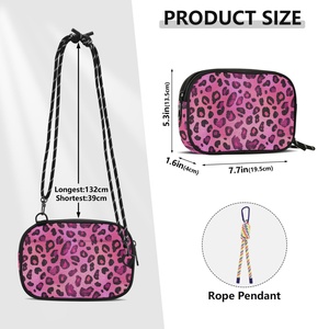 Mini Cute Pink Leopard Design Custom Logo Phone <b>Purse</b> Sling Fanny Pack Shoulder Bag Zip <b>Small</b> Crossbody Bag for Women - Product Image 3