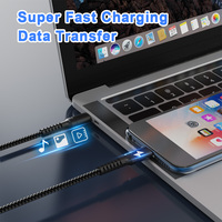 Cable de Carga USB C a C de Alta Resistencia, 100W 5A, Trenzado de Nailon, Carga Rápida PD, Compatible con Teléfonos y Laptops