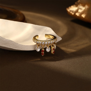 Boucles d'oreilles pendantes géométriques en argent fin S925 avec grenat et zircon, motif marquise, petite taille, bijoux en argent fin - Product Image 3