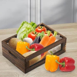 Cesta de almacenamiento de madera rectangular de madera maciza con asa, gran capacidad para cocina, baño, organización de alimentos, organizador de escritorio - Product Image 2