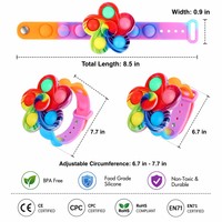 Bracelet Pop It Fidget Spinner lumineux à LED, 8,5 pouces, coloré, tie-dye, jouet de fête, nouveauté de vacances, cadeau promotionnel, vente en gros