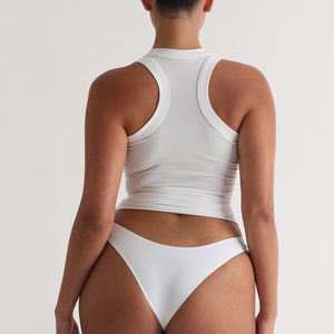 Débardeur côtelé léger grande taille respirant été Logo personnalisé Gym coton de haute qualité blanc moulant femmes - Product Image 6