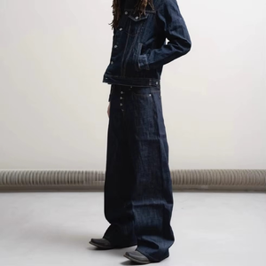 Jean pour homme en denim brut 100% coton, taille mi-haute, coupe droite, bas retroussé, décontracté, uni, respirant, selvedge, haute qualité, vente en gros - Product Image 3