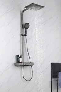 Luxus <span class=keywords><strong>Gun</strong></span> Grey Vierfunktions-Dusch system Hochwertiges Messing gehäuse Multifunktion ales Dusch armatur set - Product Image 5