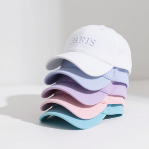 企业促销可定制6面板爸爸帽子，带3D刺绣标志弯曲边缘棒球帽 - Product Image 1