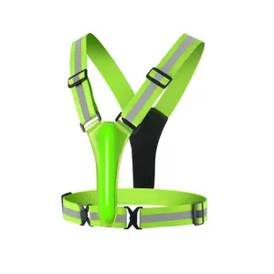 Night LED Flashing Reflective Vest Shoulder Strap Safety Sash for Outdoor Sport Adjustable Elastic Strap Riding Reflective Belt