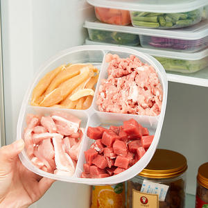 Caja de almacenamiento de alimentos de estilo japonés con cuatro compartimentos, rectangular, con tapa, congelable, para carne, verduras, refrigerador sellado portátil - Product Image 1