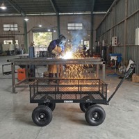 Carrito Plegable de Acero Inoxidable Plateado con 4 Ruedas y Asa en D para Herramientas de Exterior, Garantía OEM de 1 Año