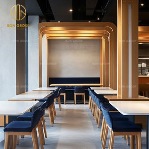 Moderno Terciopelo Azul cuadrado de madera cafetería Hotel restaurante silla Mesa sofá cabina muebles sofá cabina para cafetería - Product Image 5