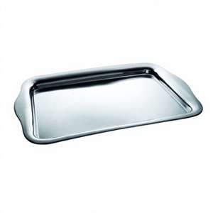 Bandeja de servicio de acero inoxidable de la mejor calidad, bandeja decorativa esmaltada de Color ecológica, agarre de mano diferente para uso en restaurante en el hogar - Product Image 1