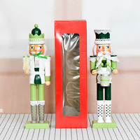 38cm Grün-Weißer Nussknacker mit Beweglichem Kiefer, Handbemalter Holz-Nussknacker, Ostern-Weihnachts-Heimdekoration, Geschenk, Fabrik-Großhandel