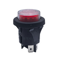 Interruptor de Botón Pulsador Redondo de 25 mm, 16A250VAC T105, RL5-121, Encendido/Apagado, con Bloqueo Automático, Luz Roja, con Tapa de PVC, Impermeable