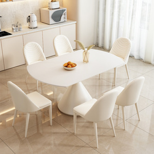 Ensemble table et chaises à plateau blanc, 6 pièces, design moderne et minimaliste extensible pour salle à manger - Product Image 4