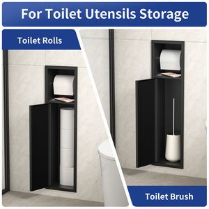 Porte-<span class=keywords><strong>papier</strong></span> hygiénique encastré noir en acier inoxydable de conception moderne avec rangement dissimulé pour <span class=keywords><strong>brosse</strong></span> pour salle de bain - Product Image 6