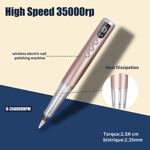 Pulidora de uñas eléctrica de 35000 rpm, lima de uñas portátil para decoración de uñas, herramienta de manicura con pantalla digital y 3 velocidades - Product Image 3