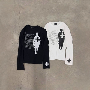 T-shirt en coton à séchage rapide pour homme, 280 GSM, manches longues, coupe ajustée, jersey oversize avec logo personnalisé et citations bibliques pour homme - Product Image 1