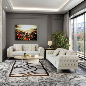 Juego de sofá de lujo moderno 2 + 3 con mechones para sala de estar Rom, venta al por mayor, nuevo estilo, sillas + sofá, juego de sala de estar y pasillo de Hotel - Product Image 1