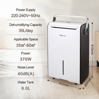 Déshumidificateur portable commercial à faible consommation d'énergie 220v R290, sûr, 35L, purificateur d'air